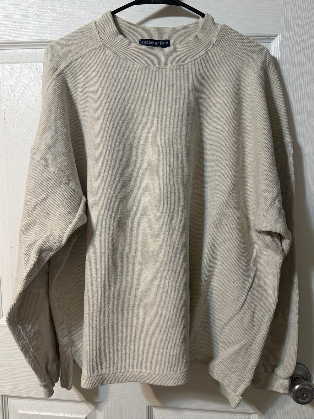 Abercrombie & Fitch Men's Light Cream Crewneck Sweater